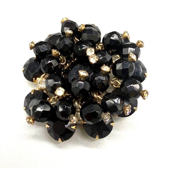 Vintage Juliana (D&E) Brooch black dangling Rhinestones